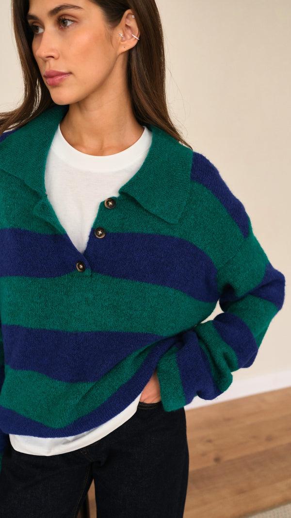 charli Arlo Sweater - Emerald Blue Marine Stripes Jumpers
