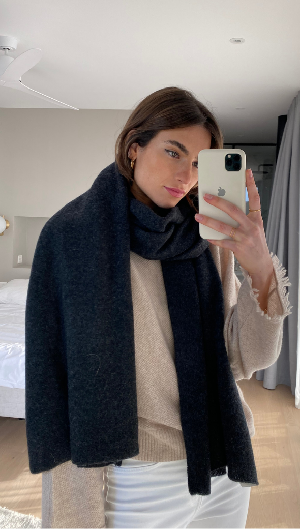 charli Cashmere Travel Wrap - Dark Grey Melange Scarves