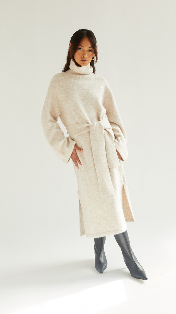 Charli Abbie Knitted Dress - Sand Dresses