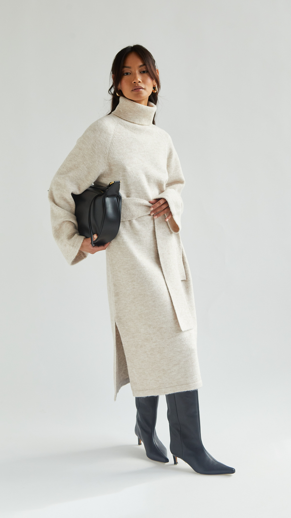 Charli Abbie Knitted Dress - Sand Dresses