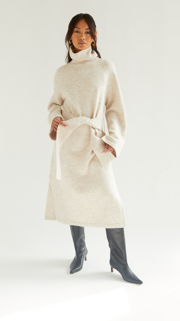 Charli Abbie Knitted Dress - Sand Dresses