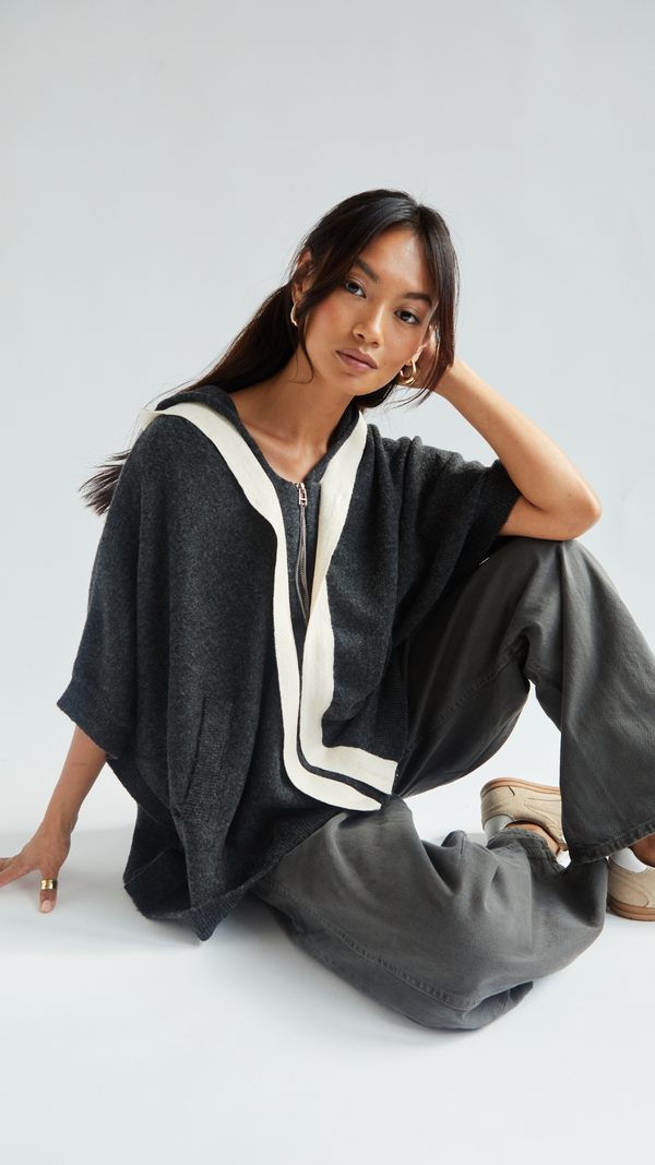 Charli Abery Cardigan - Black Melange/Ivory Jumpers