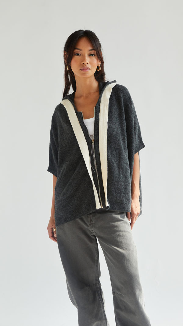 Charli Abery Cardigan - Black Melange/Ivory Jumpers