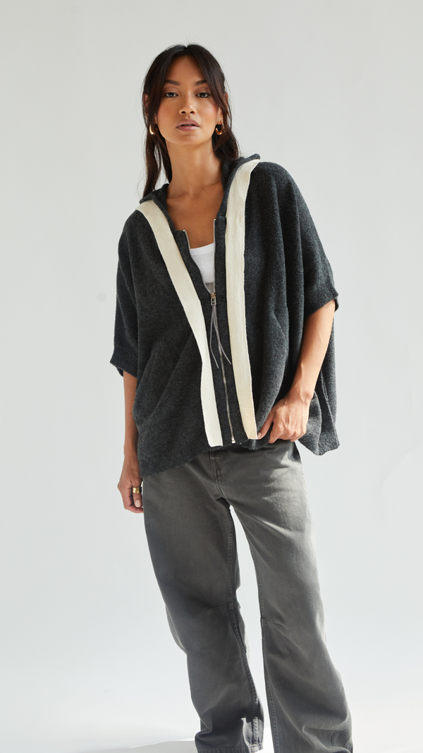 Charli Abery Cardigan - Black Melange/Ivory Jumpers