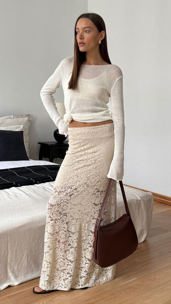 Charli Alba Lace Skirt - Sand Skirts