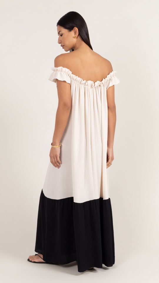 Charli Alessia Contrast Dress - Ivory/ Black Dresses