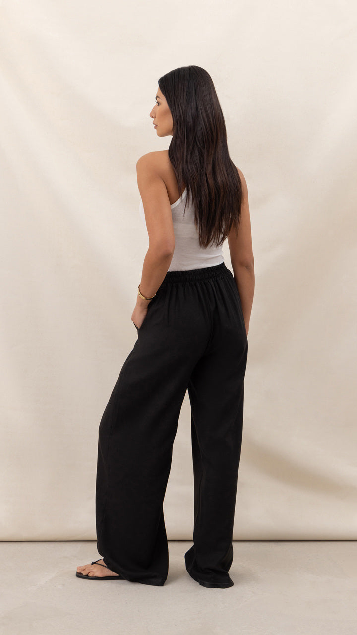 Charli Alexis Linen Trousers - Black Trousers