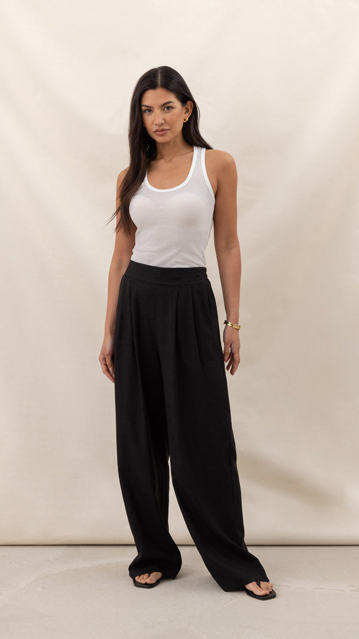 Charli Alexis Linen Trousers - Black Trousers