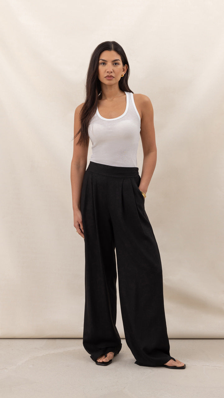 charli Alexis Linen Trousers - Black Trousers