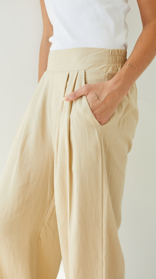 Charli Alexis Linen Trousers - Sand Trousers