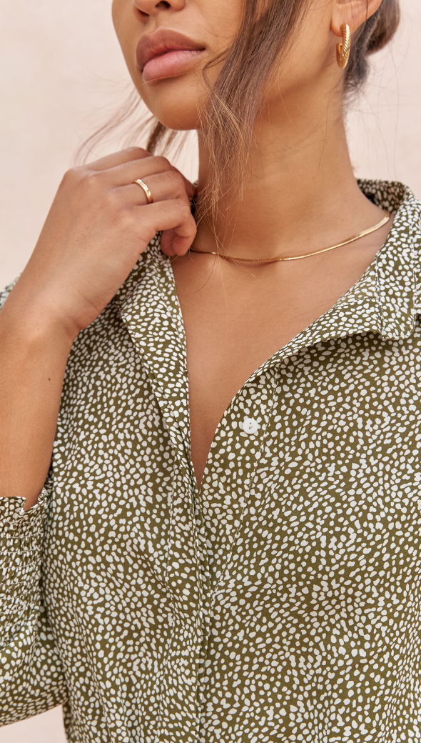 Charli Alina Shirt Dress - Khaki Print Dresses