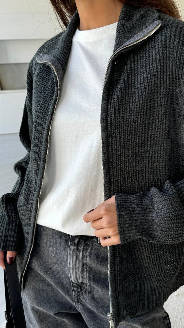 Charli Allia Zip Cardigan - Grey Cardigans