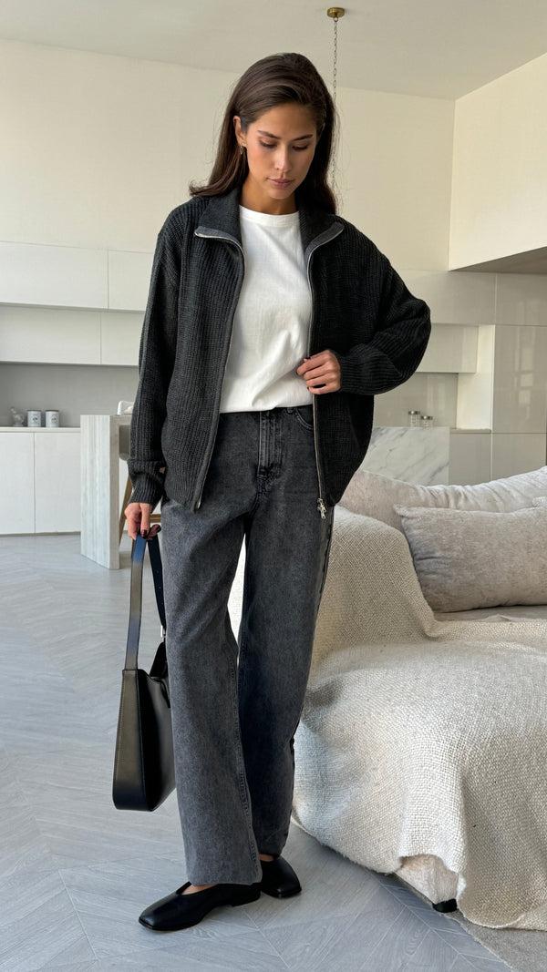 Charli Allia Zip Cardigan - Grey Cardigans
