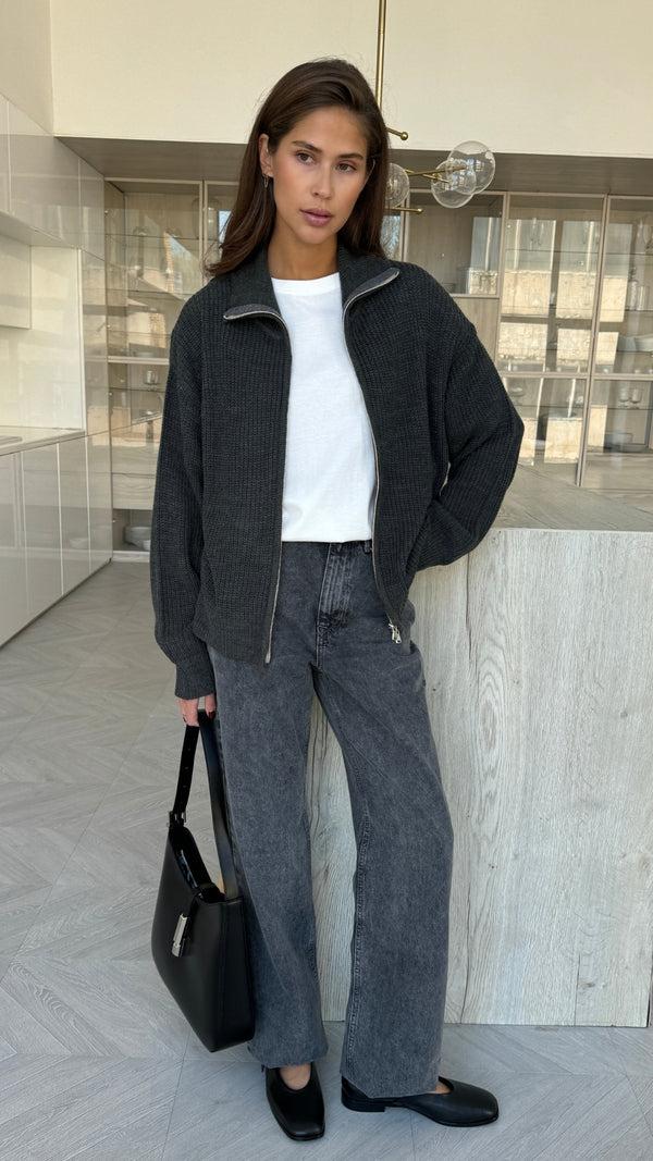 Charli Allia Zip Cardigan - Grey Cardigans
