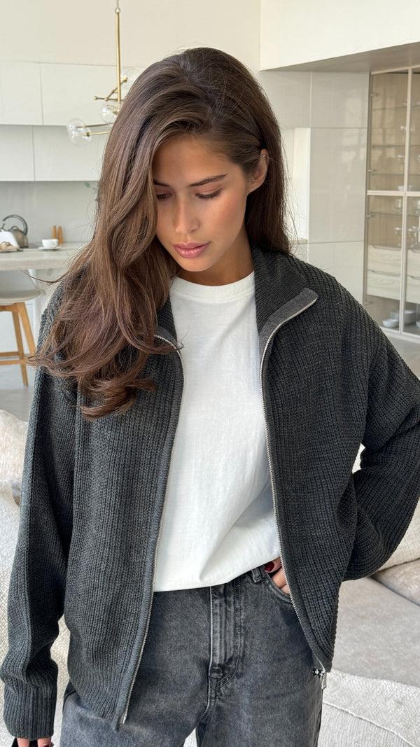 charli Allia Zip Cardigan - Grey Cardigans
