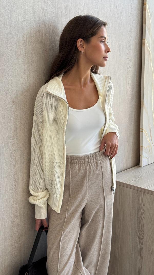 Charli Allia Zip Cardigan - Ivory Cardigans