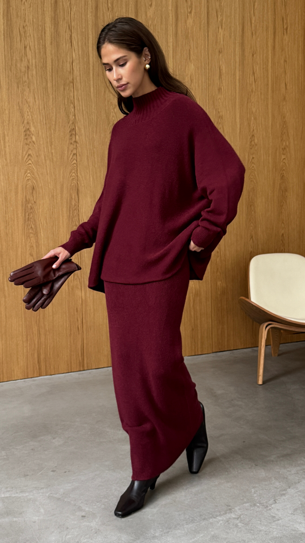 Charli Alma Pencil Skirt - Dark Cherry Skirts