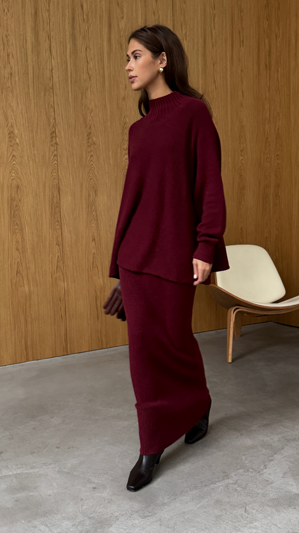 Charli Alma Pencil Skirt - Dark Cherry Skirts