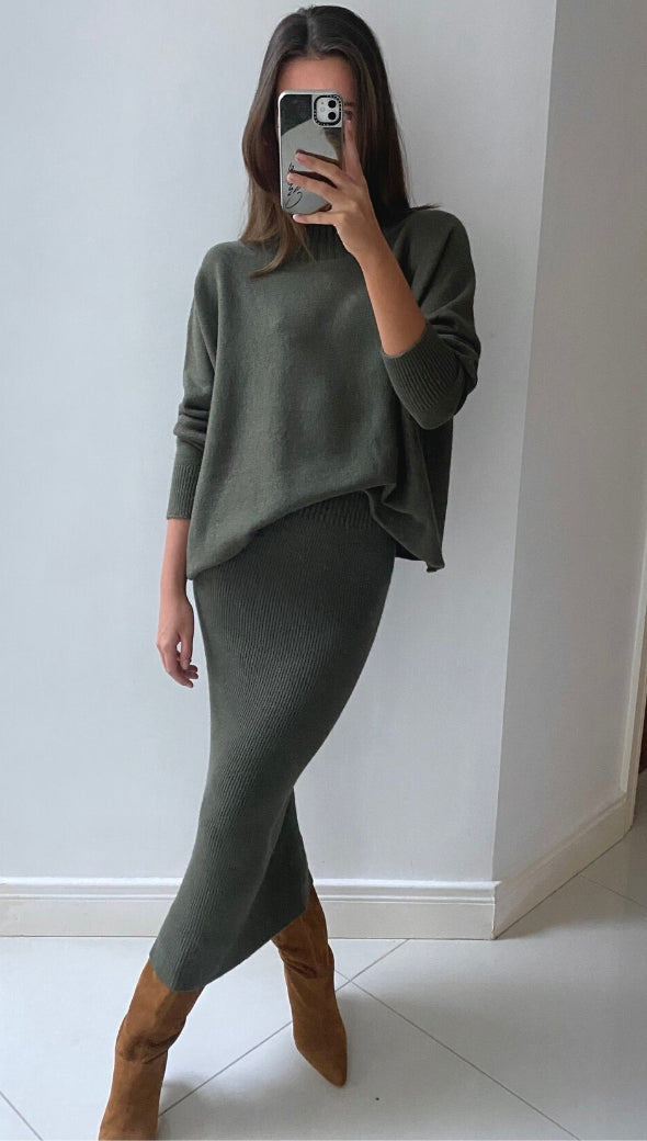 Charli Alma Pencil Skirt - Khaki Skirts