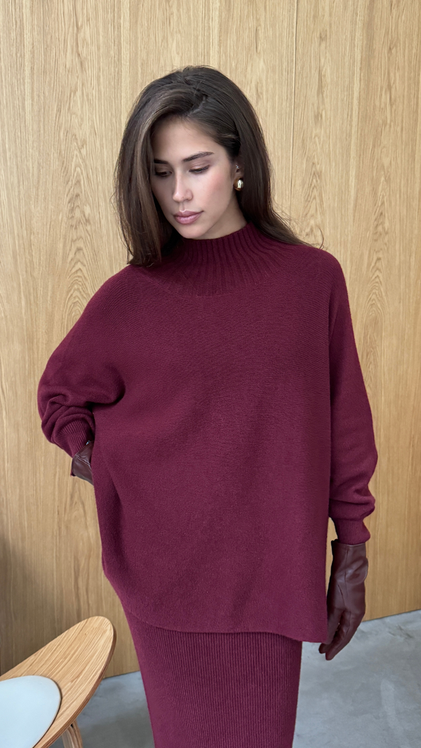 Charli Alma Sweater - Dark Cherry Jumpers