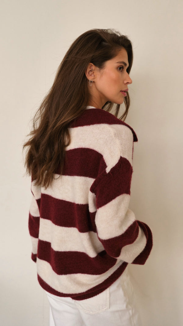 Charli Arlo Sweater - Ruby Beige Stripes Jumpers