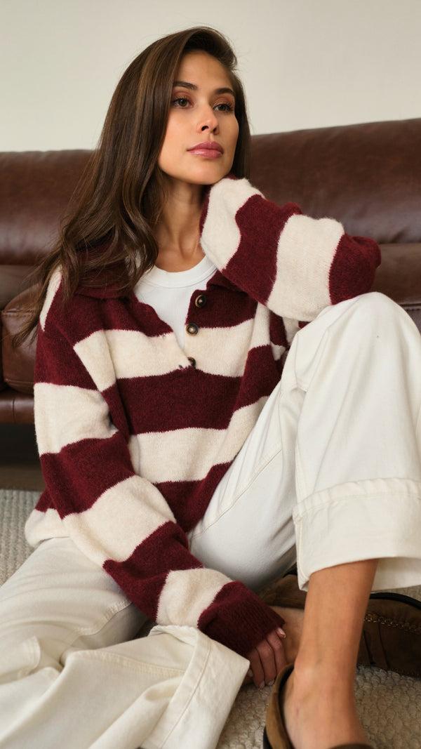 Charli Arlo Sweater - Ruby Beige Stripes Jumpers