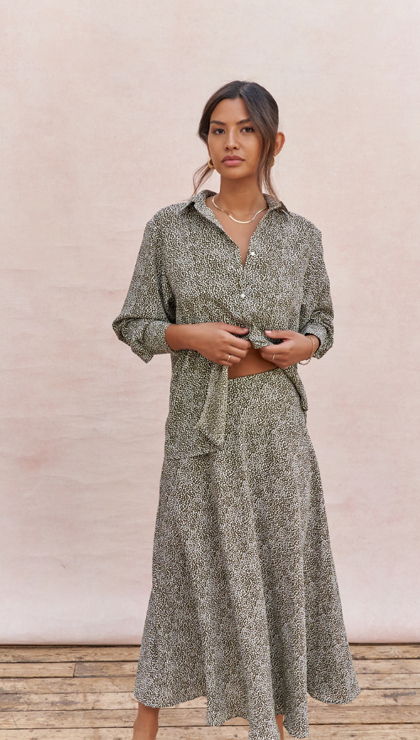 Charli Ayla Shirt - Khaki Print Shirts