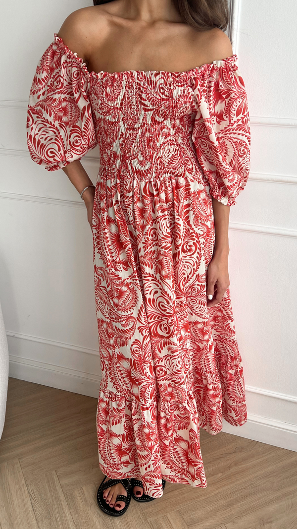 charli Carina Print Dress - Red Print Dresses