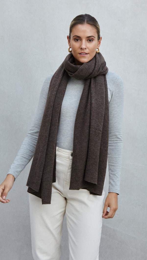charli Cashmere Travel Wrap - Bark Scarves