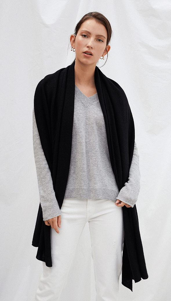 Charli Cashmere Travel Wrap - Black Scarves