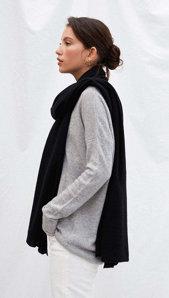 Charli Cashmere Travel Wrap - Black Scarves