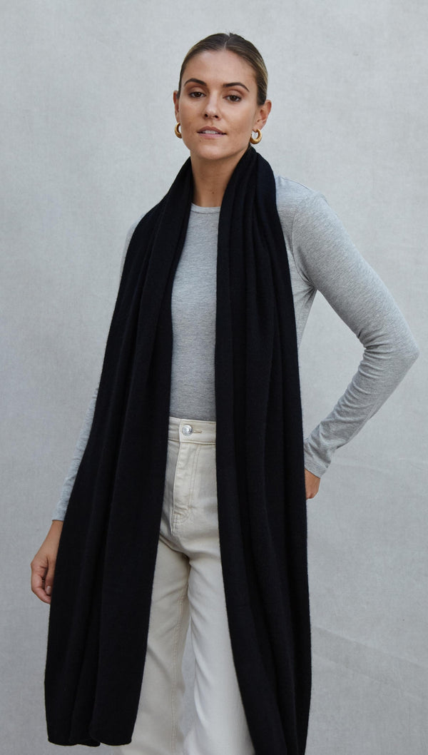 Charli Cashmere Travel Wrap - Black Scarves