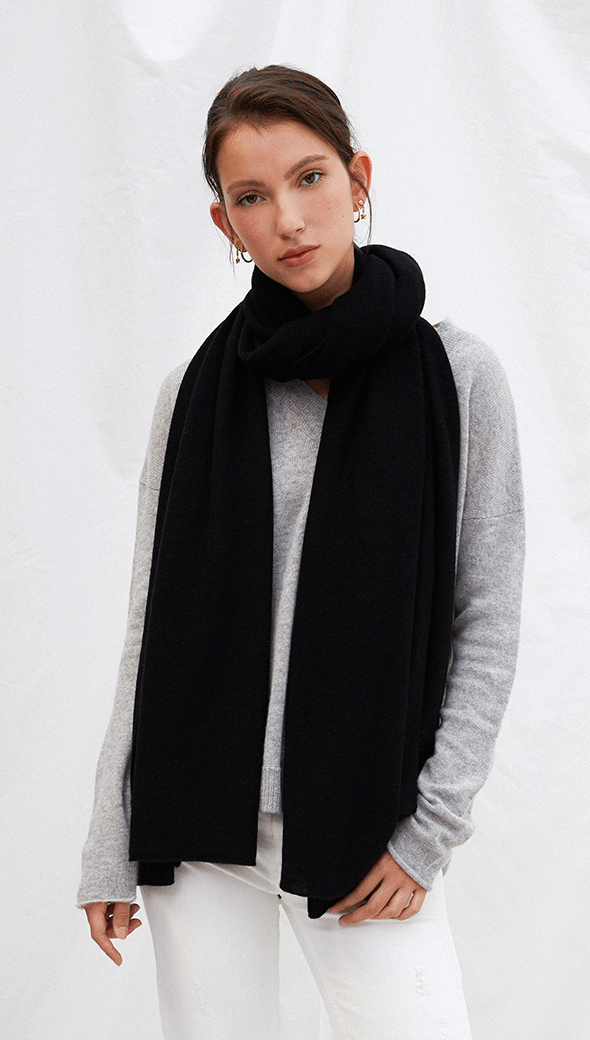 charli Cashmere Travel Wrap - Black Scarves