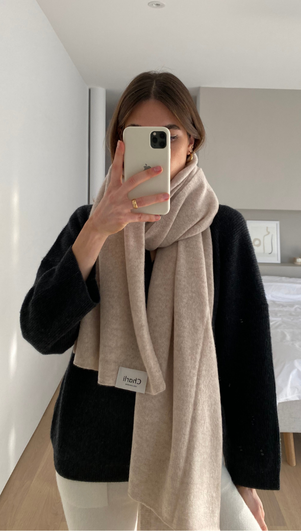 Charli Cashmere Travel Wrap - Oatmeal Scarves