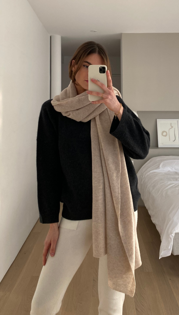 Charli Cashmere Travel Wrap - Oatmeal Scarves