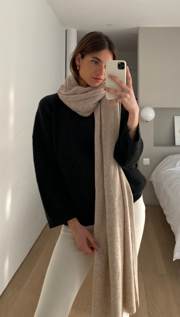 Charli Cashmere Travel Wrap - Oatmeal Scarves