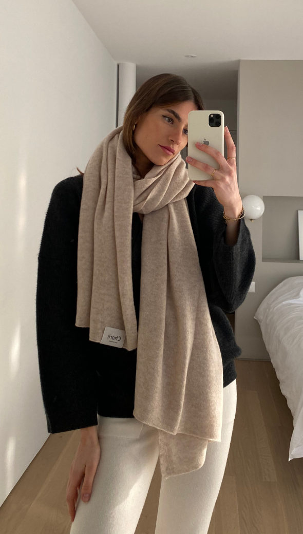 charli Cashmere Travel Wrap - Oatmeal Scarves
