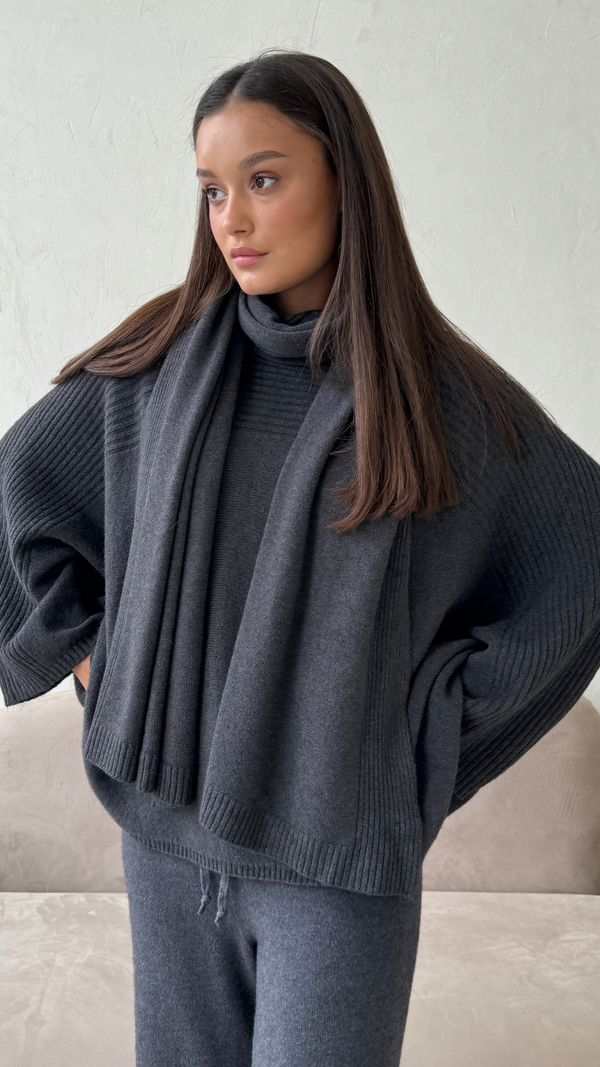 Charli Cora Wrap Scarf - Anthracite Scarves