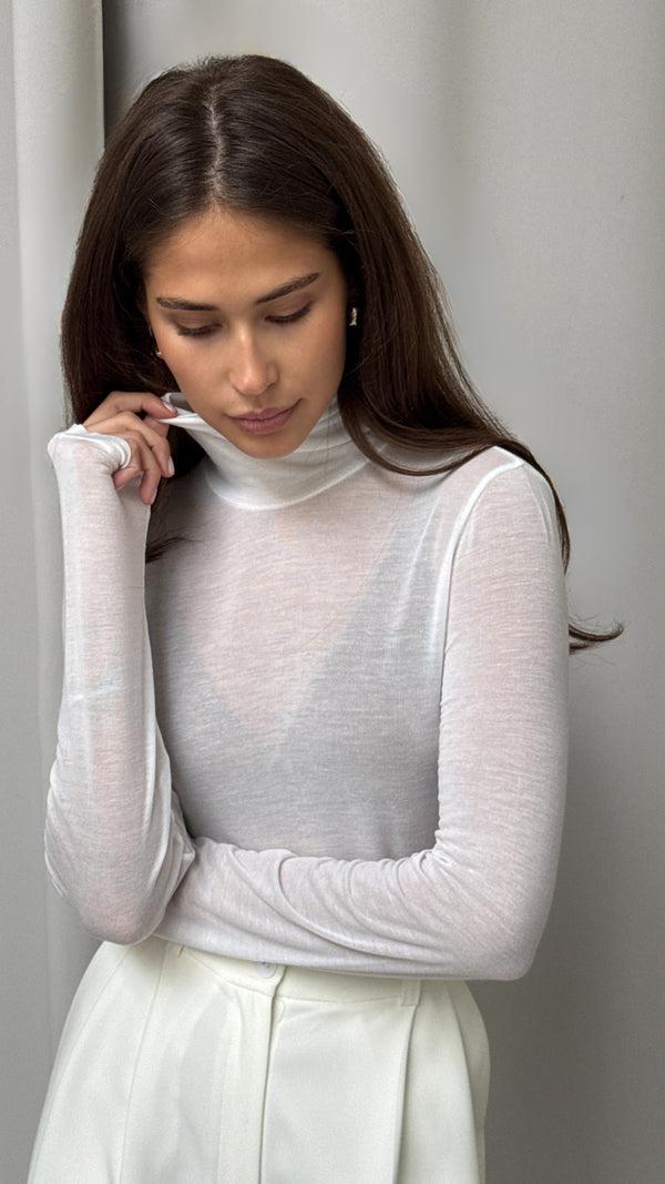 charli Demi Cashmere Jersey Top - White Tops