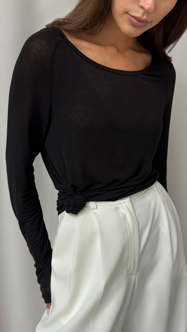 Charli Esme Cashmere Jersey Top - Black Tops