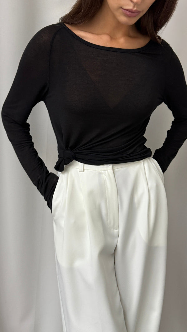 Charli Esme Cashmere Jersey Top - Black Tops