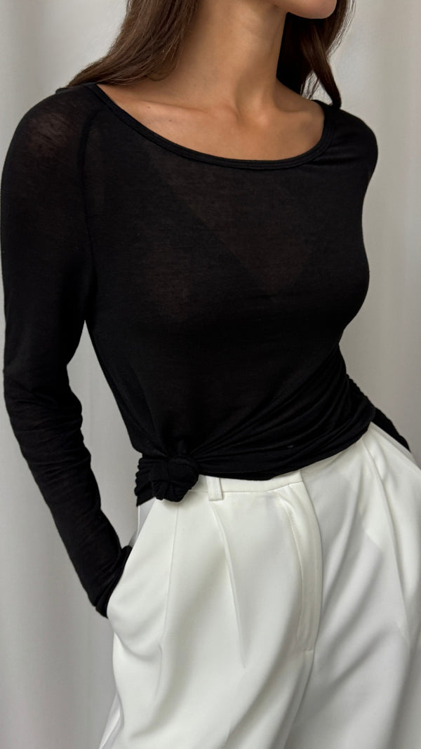 charli Esme Cashmere Jersey Top - Black Tops