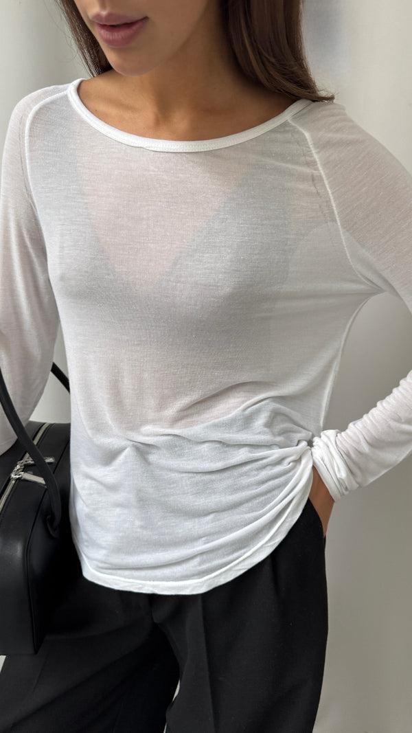 Charli Esme Cashmere Jersey Top - White Tops