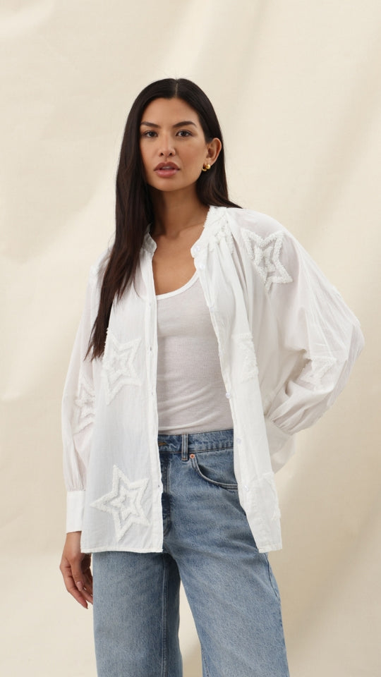 Charli Estelle Star Detail Shirt - Ecru Shirts