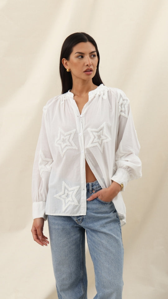 charli Estelle Star Detail Shirt - Ecru Shirts