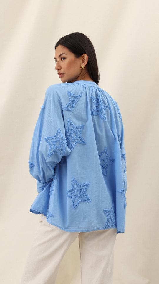 Charli Estelle Star Detail Shirt - Sky Blue Shirts