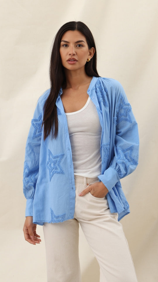 Charli Estelle Star Detail Shirt - Sky Blue Shirts
