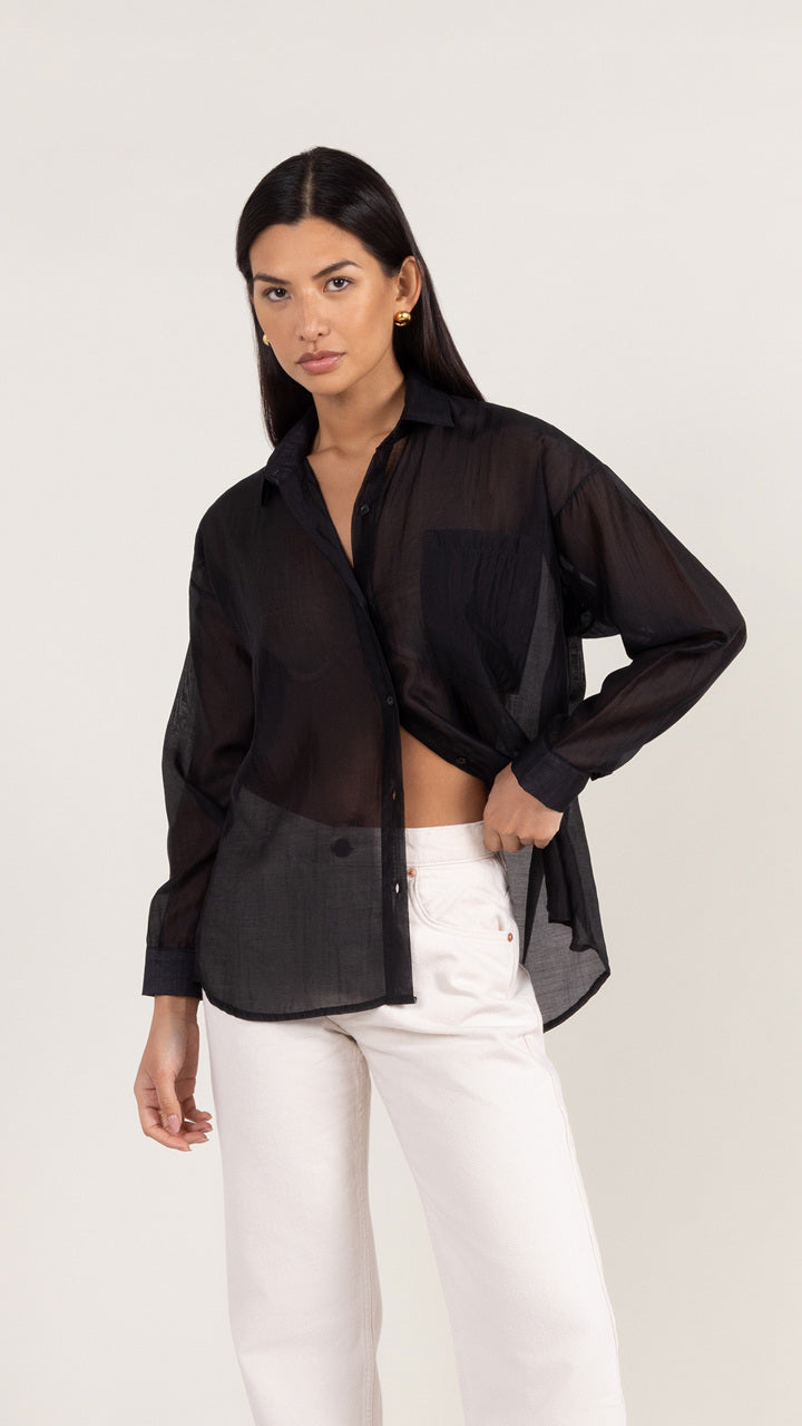 charli Ines Shirt - Black Blouses