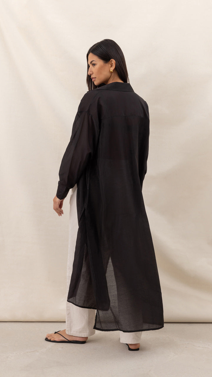 Charli Izzie Long Shirt - Black Blouses