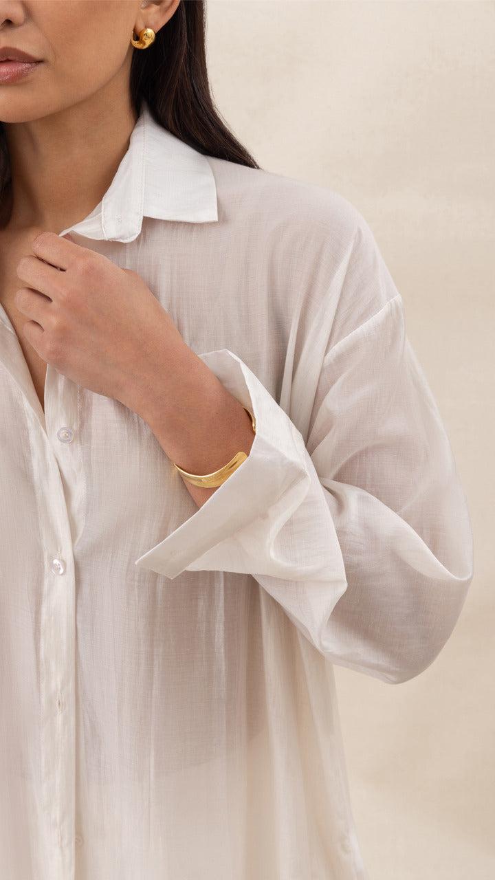 Charli Izzie Long Shirt - White Blouses